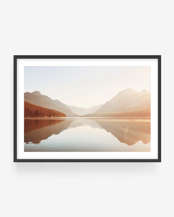 Glacier National Park Wall Art - Bowman Lake Mountain Reflection Photography Print