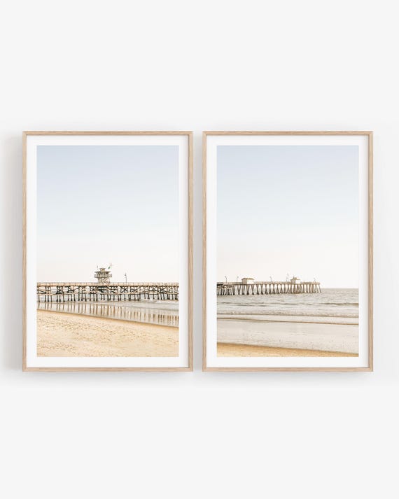 San Clemente Pier Fine Art Set - Neutral Coastal Gallery Wall, California Beach Photography