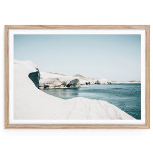 Milos Greece Wall Art Print – Coastal Photography for Beach Home, Framed or Unframed Greek Island Decor with Blue Sky Aesthetic