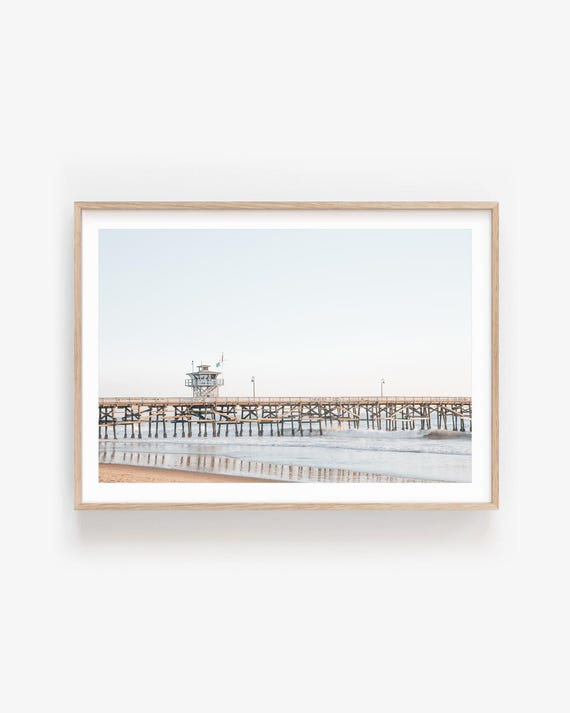 Beach Photography Print: San Clemente Pier Wall Art, Minimal Coastal Decor