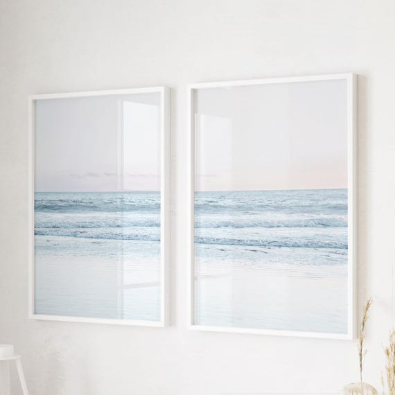 Coastal Wall Art Set Of 2 Prints: Ocean Fine Art, Minimalist Beach Photography