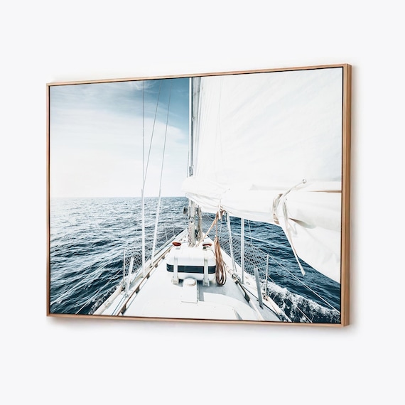 Sailing Yacht Canvas Print, Large Framed Wall Art, Modern Nautical Photography Print