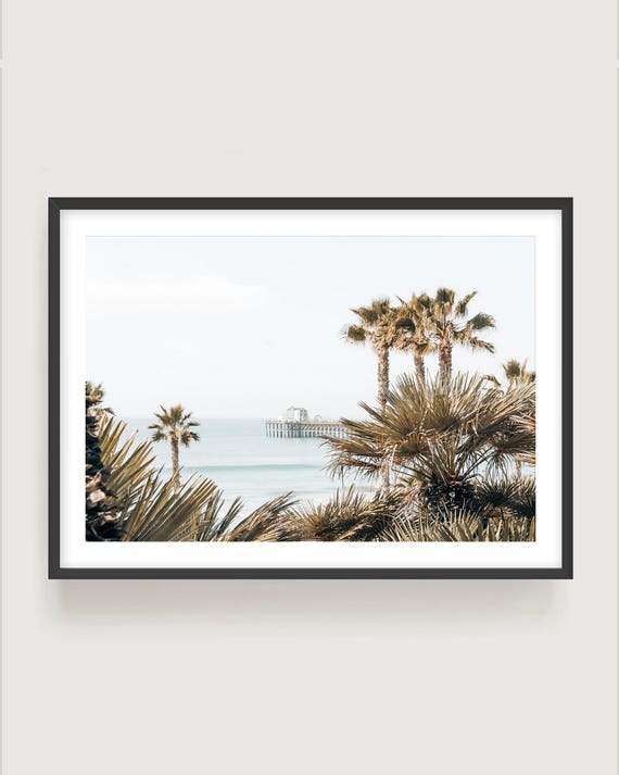 Oceanside Pier Photography - Neutral Coastal Wall Art, Framed Beach Print