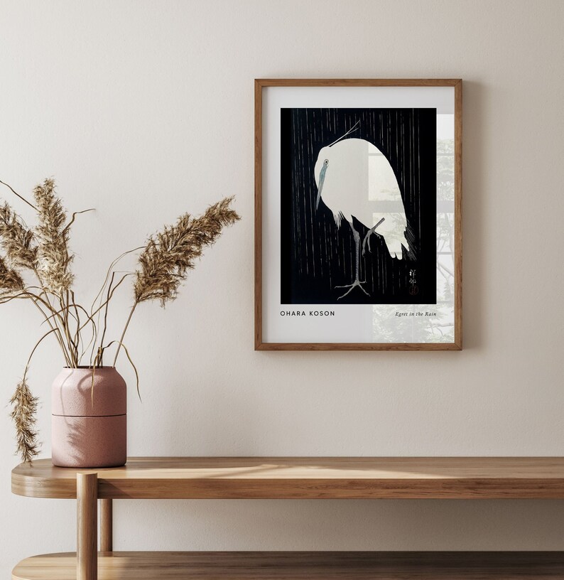 Ohara Koson Egret in the Rain Art / Printable Wall Art / Vintage