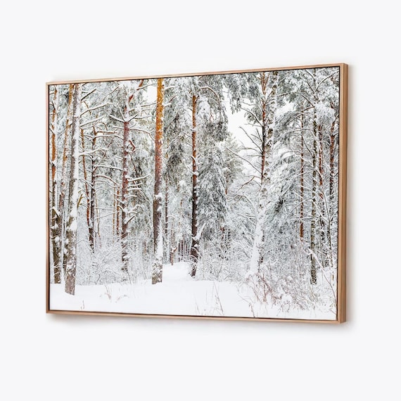 Winter Forest Canvas Print, Large Framed Wall Art, Snowy Tree Nature Photography