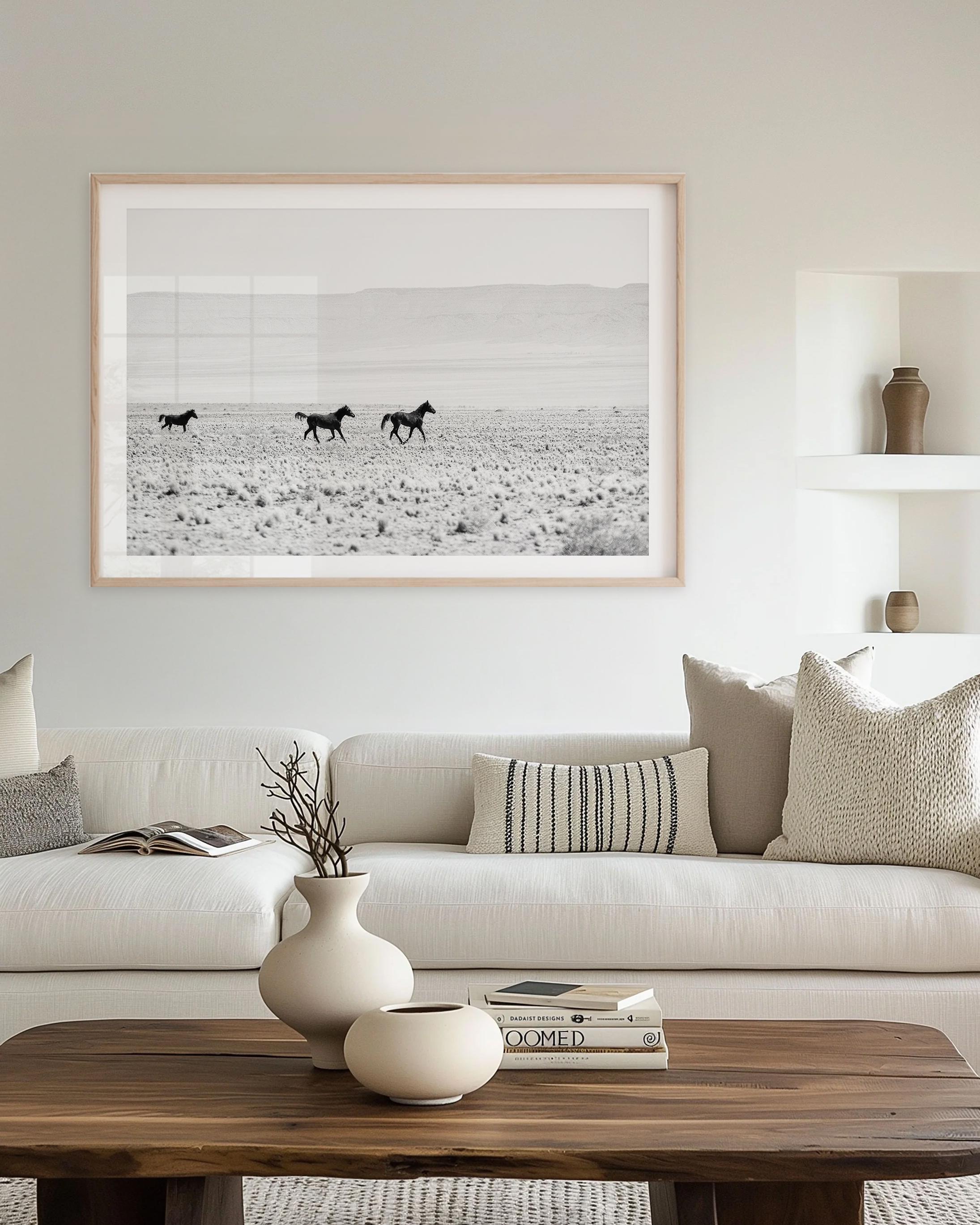 Wild Horses Fine Art Print - Black and White Desert Photography - Etsy