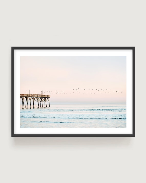 Sunset Pier Photography Print: Coastal Beach Wall Art