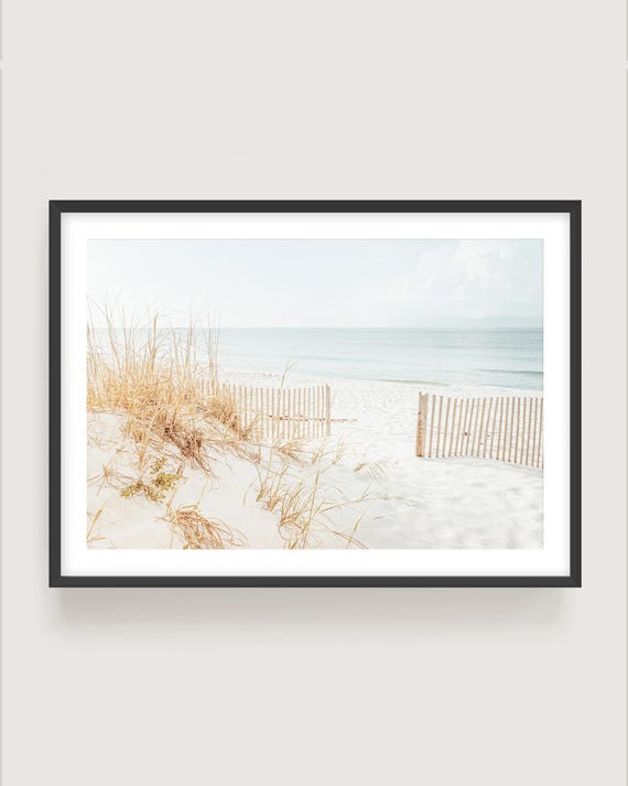 Neutral Beach Wall Art - Coastal Dune Photography, Sunrise Seaside Print