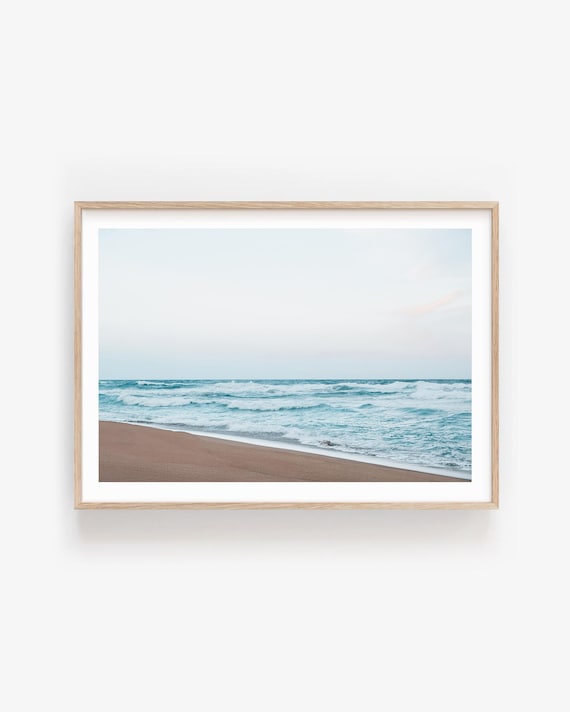 Soft Neutral Beach Print, Minimalist Coastal Photo Art, Framed or Unframed Ocean Photography