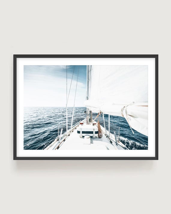 Sailing Yacht Wall Art - Modern Nautical Decor, Framed Fine Art Print