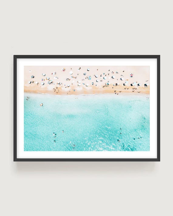 Aerial Beach Wall Art Print - Coastal Summer Fine Art Photography