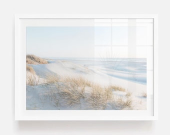 Beach Grass Photography Print - Neutral Minimalist Coastal Wall Art