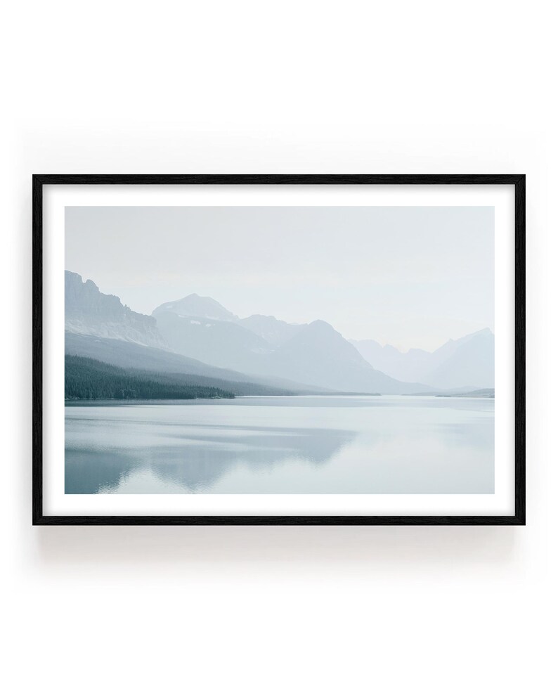 Arte mural del lago Tahoe: impresión de un lago de montaña neutro, fotografía moderna minimalista imagen 10
