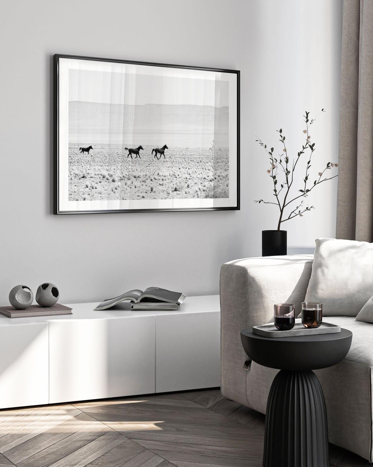 Wild Horses Fine Art Print - Black and White Desert Photography - Etsy