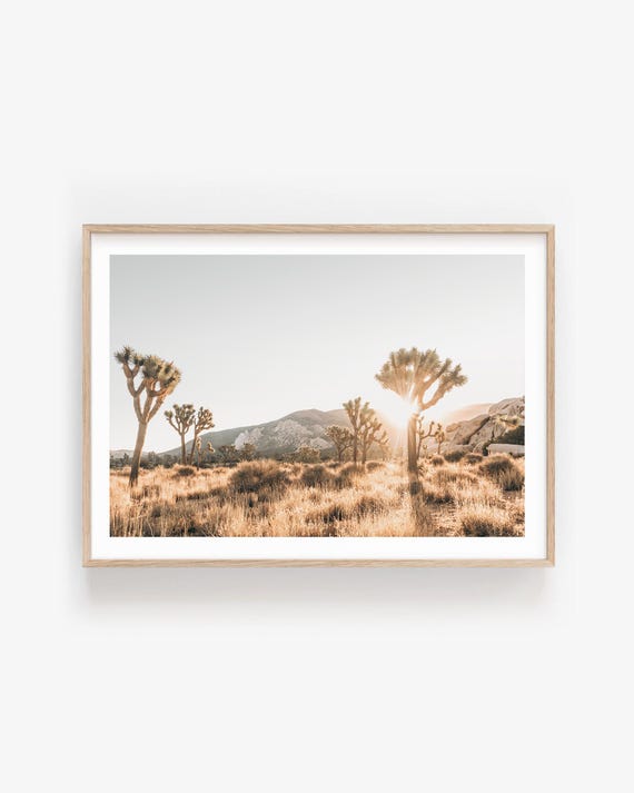 Joshua Tree Desert Landscape Print: Modern Boho Wall Art, Framed or Unframed