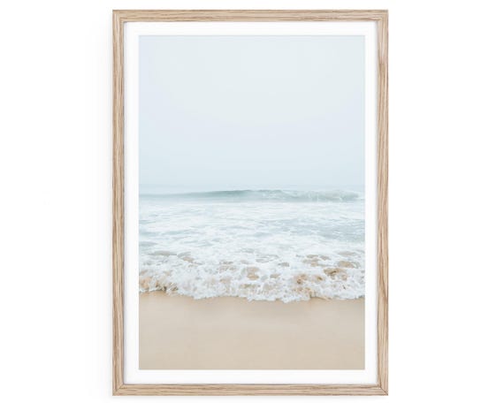Neutral Sea Photography Fine Art Print: Coastal Boho Photography Framed Wall Decor