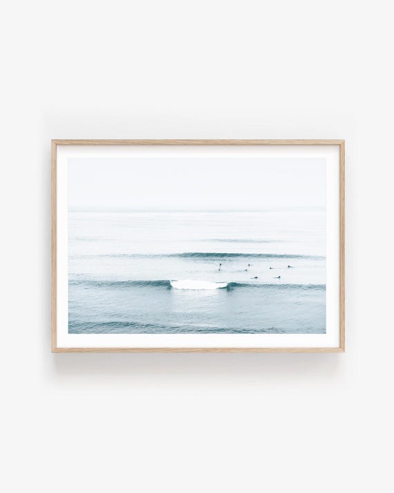 Blue Ocean Wave Photography Print, Minimalist Coastal Fine Art, Framed or Unframed Wall Art