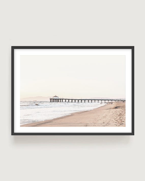 Manhattan Beach Pier Photo Print, Muted Coastal Wall Art