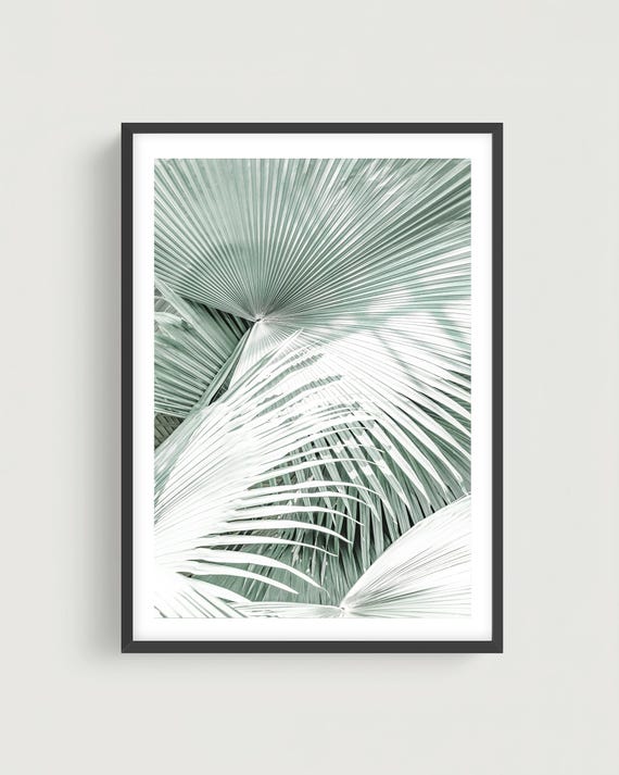 Modern Palm Tree Print: Mint Green Coastal Wall Art, Framed or Unframed