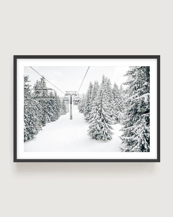 Ski Lift Winter Landscape Print - Snowy Trees Fine Art Photography