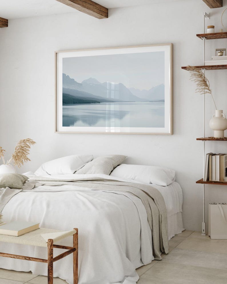 Arte mural del lago Tahoe: impresión de un lago de montaña neutro, fotografía moderna minimalista imagen 7
