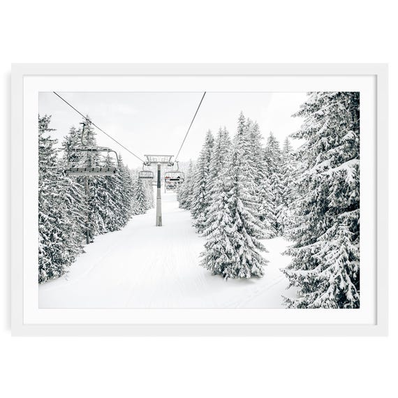 Ski Lift Winter Landscape Print: Snowy Trees Fine Art Photography