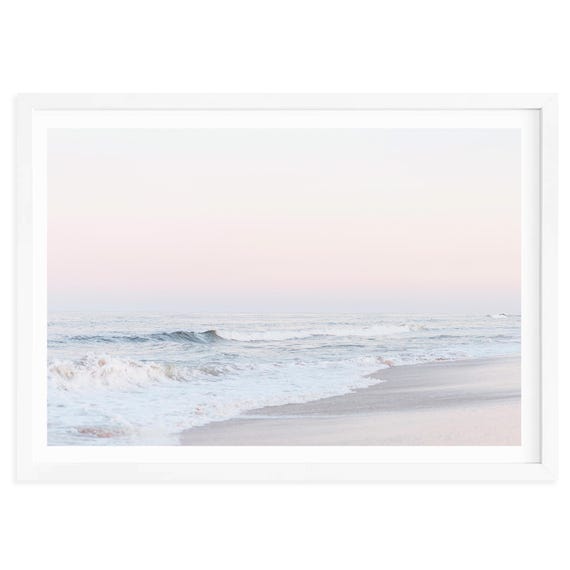 Pastel Sunset Beach Print – Minimalist Coastal Wall Art