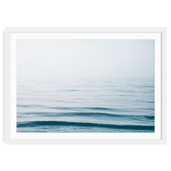 Blue Ocean Waves Fine Art Print, Coastal Minimalist Wall Art Framed or Unframed