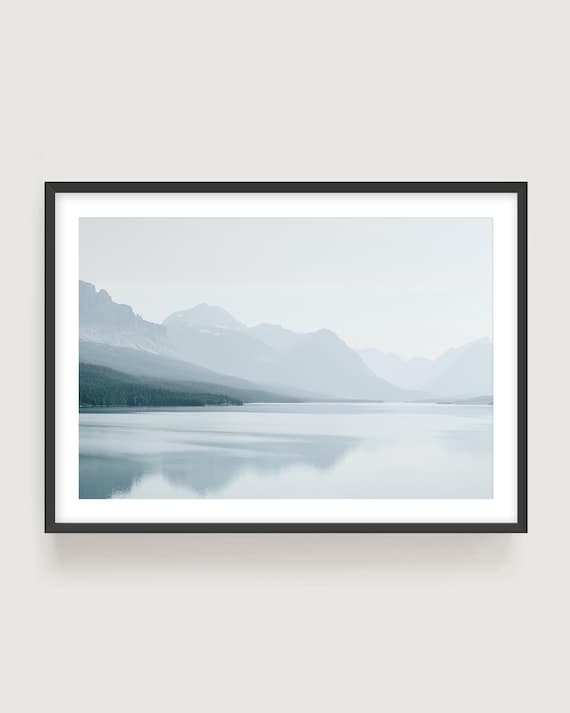 Lake Tahoe Wall Art: Neutral Mountain Lake Print, Minimalist Modern Photography