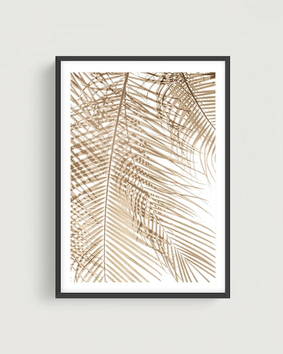 Botanical Wall Art - Neutral Palm Leaf Fine Art Print, Minimalist Tropical Decor