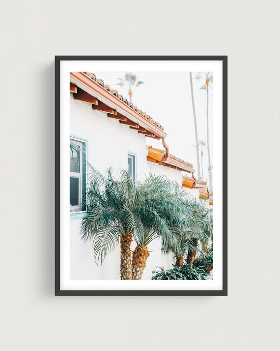 California Coastal Architecture Print - Framed Palm Tree Coastal Photography