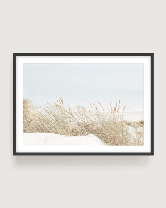 Coastal Dunes Photography Print - Minimalist Beach Grass Wall Art