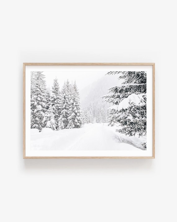 Winter Landscape Print: Snowy Forest Wall Art, Minimalist Winter Photography Decor