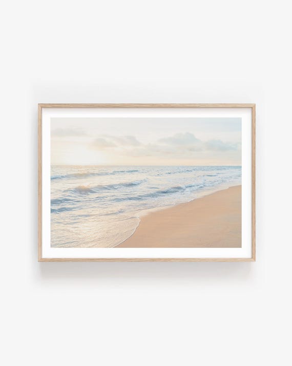 Minimalist Beach Print, Pastel Coastal Seascape, Fine Art Photography