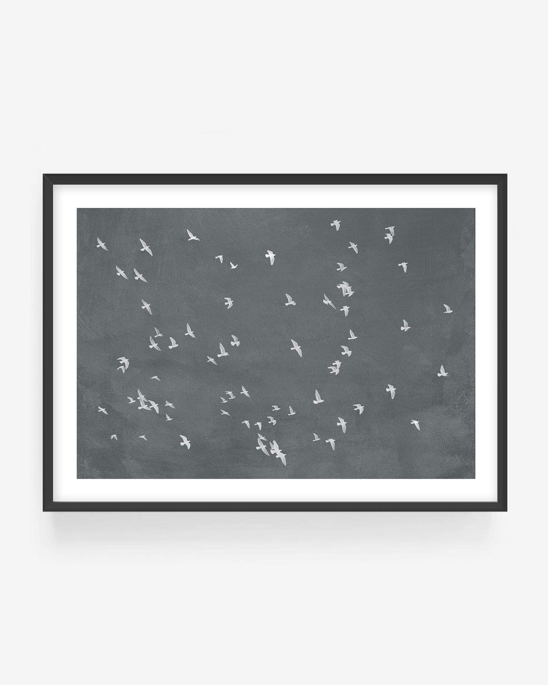 Graphite Birds Wall Art - Textured Flock Framed Print, Minimalist ...