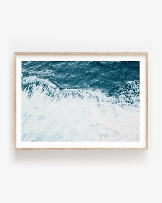Ocean Wall Art – Seafoam Wave Photography, Minimalist Coastal Print