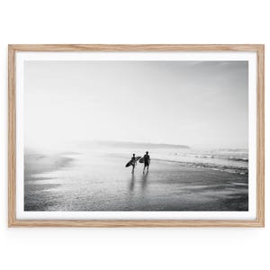 Black and White Surf Photography Print: Minimalist Coastal Home Decor