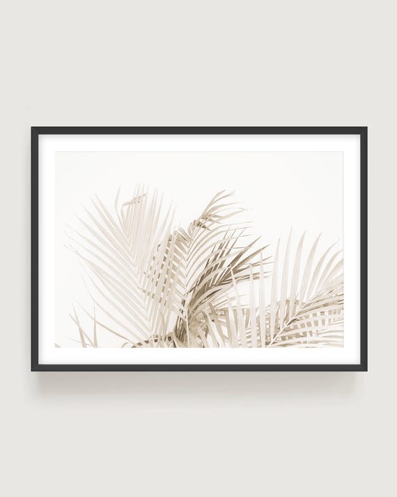 Beige Palm Fine Art Print - Boho Tropical Wall Art Framed or Unframed