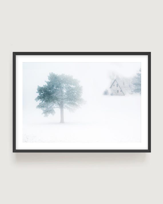 Minimalist Winter Wall Art - Snowy Landscape Print for Calm, Neutral Interiors