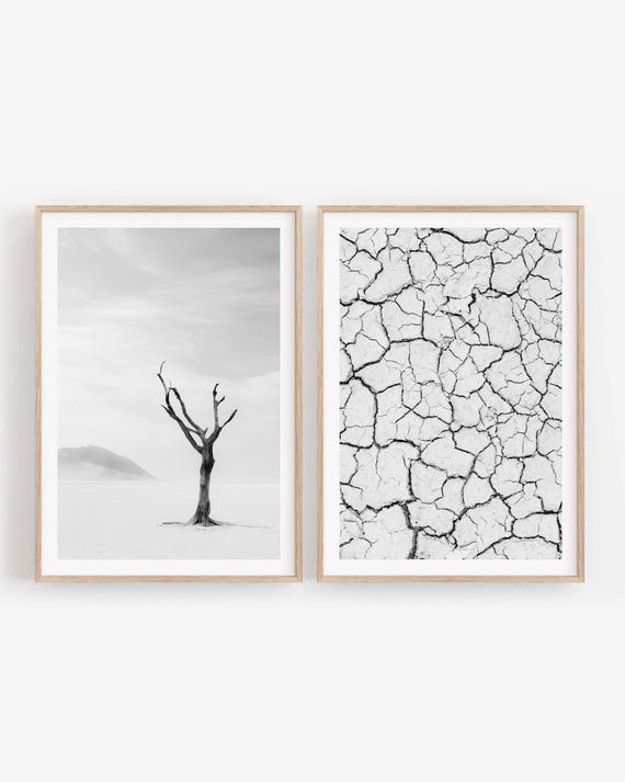 Minimalist Photography Wall Art Set: Black and White Desert Prints, Modern Gallery Wall