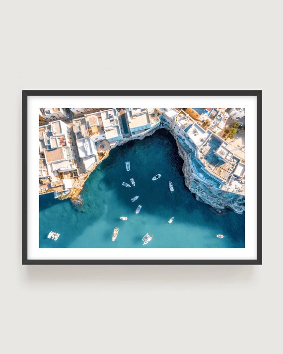 Puglia Coastal Cliffs Print - Mediterranean Aerial Photography, Italian Summer Wall Art