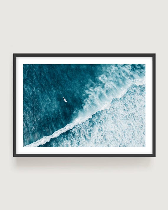 Surf Wall Art In Deep Blue Tones - Aerial Ocean Fine Art Photography Print