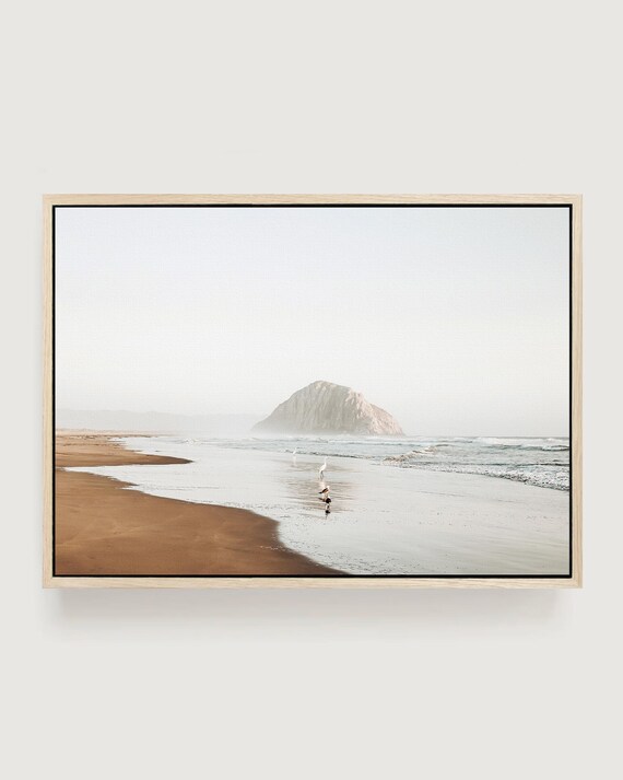 Morro Bay California Beach Canvas Wall Art, Neutral Coastal Fine Art Photography