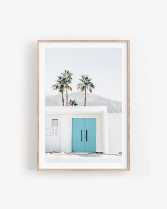 Palm Springs Architecture Print: Mid Century Blue Door House Modern Wall Art