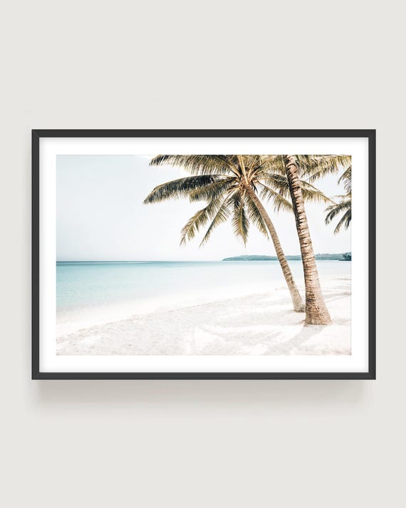 Tropical Palm Tree Beach Print, Coastal Fine Art Photography