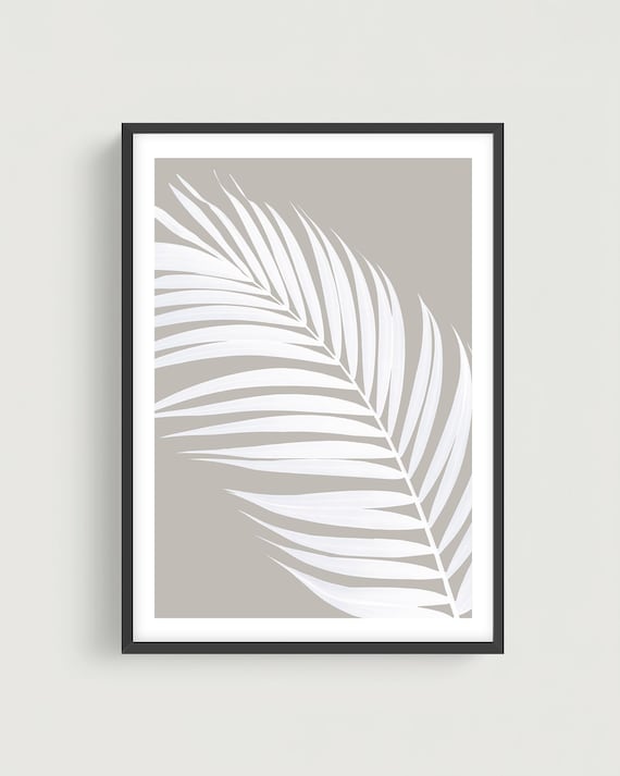Minimalist Palm Leaf Art Print - Beige Neutral Botanical Photography, Framed or Unframed