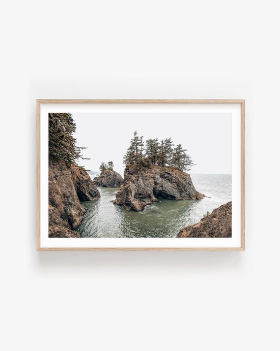 Oregon Coastal Cliffs Print, Moody Pacific Northwest Landscape