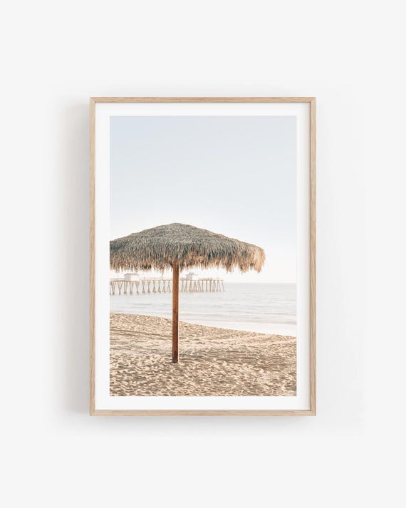 Boho Beach Umbrella Photography - San Clemente Minimalist Coastal Wall Art