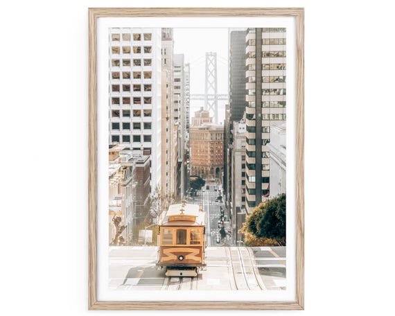 San Francisco City Print, Cable Car Print California Street Photography, Framed Wall Art