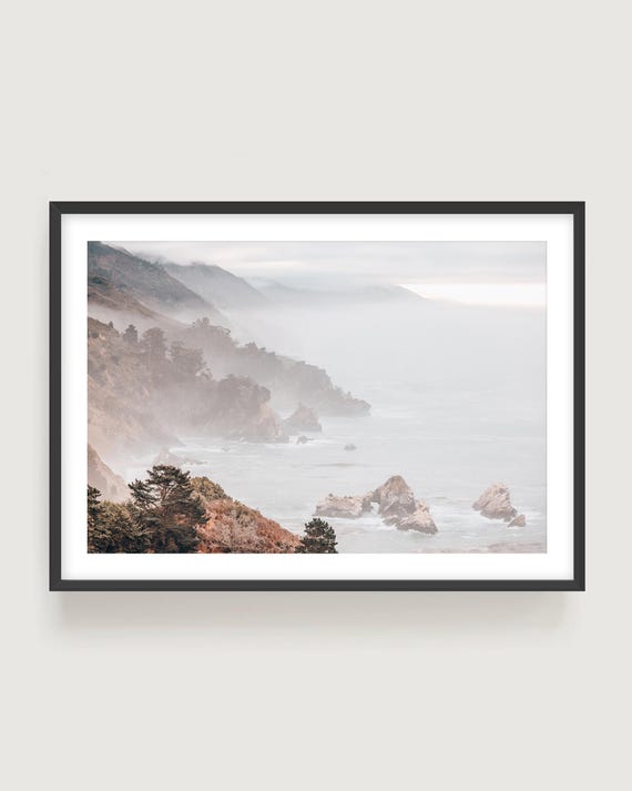 Big Sur Coastal Wall Art Print - California Misty Landscape Photography in Muted Tones